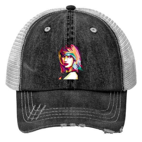 Discover Taylor Music Print Trucker Hats, Swift WPAP Style, Taylor Vintage Graphic Print Trucker Hats