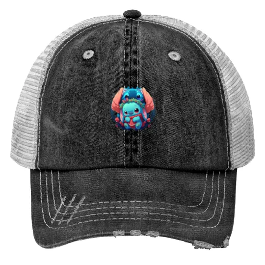 Cute Character With Magic Winter  , Stitch Eras Tour , Stitch Shirt, Disney Land Lilo and Stitch Print Trucker Hats