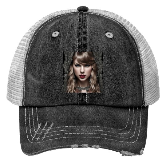 Discover Taylor Portrait V3 Print Trucker Hats