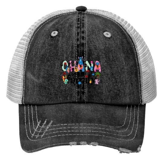Ohana Means Family Print Trucker Hats, Ohana Print Trucker Hats, Disney Print Trucker Hats