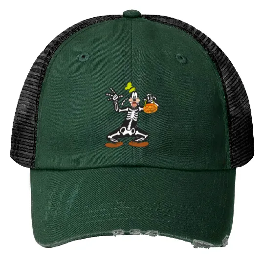 Disney Goofy Skeleton Halloween Print Trucker Hats