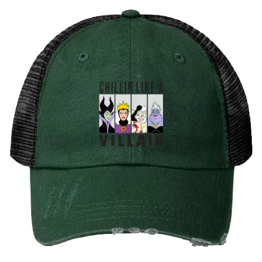 Witches Print Trucker Hats Disney: Villain Gang: Ursula,Evil Queen,Cruella,Maleficent