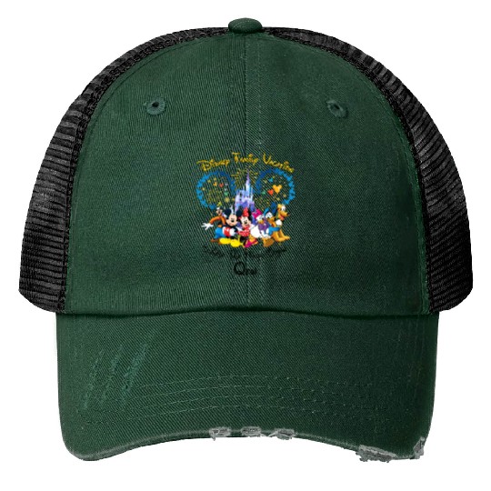Personalized Disney Family Vacation 2022 Print Trucker Hats, Disney Trip Print Trucker Hats
