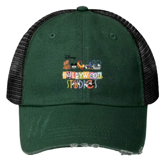 Disney Hollywood Studios Print Trucker Hats, Universal Studios Print Trucker Hats, Disney Vacation Print Trucker Hats