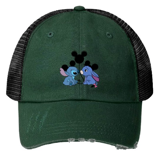 Stitch and Eeyore Print Trucker Hats, Disney Print Trucker Hats