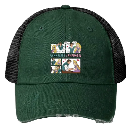 Tangled Couple Print Trucker Hats, Rapunzel And Flynn Rider Couple Print Trucker Hats, Disney Valentines Print Trucker Hats