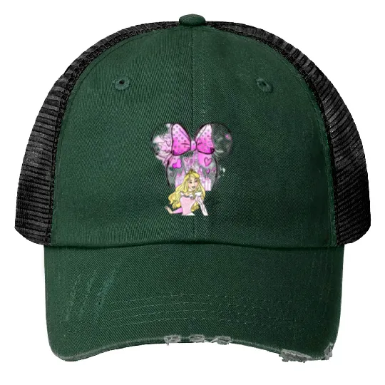 Aurora Princess Print Trucker Hats, Disney Princess Print Trucker Hats, Watercolor Disney Princess Print Trucker Hats