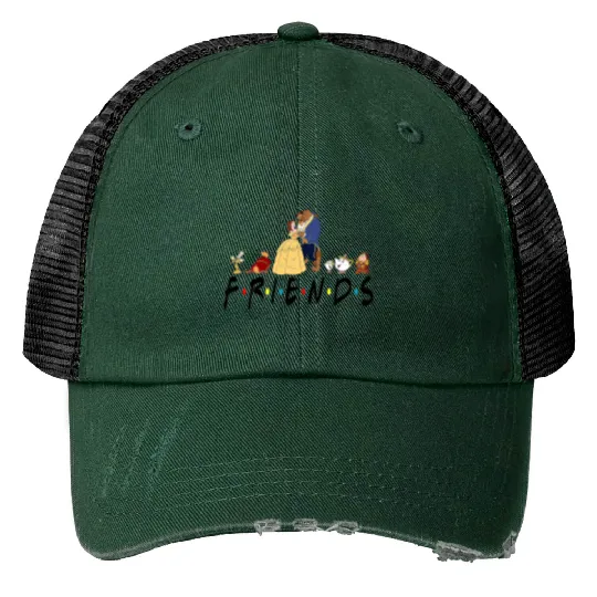 Beauty and the Beast Friends Print Trucker Hats, Funny Disney Print Trucker Hats, Funny Friends