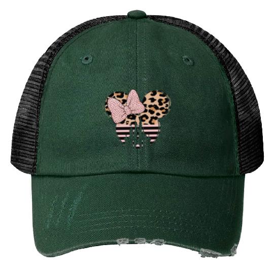 Personalized Minnie castle Print Trucker Hats, Disneyworld Print Trucker Hats, Leopard cheetah print Print Trucker Hats
