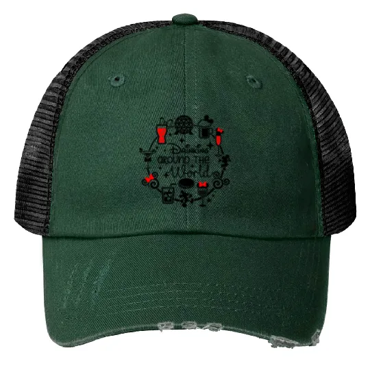 Disney Epcot Around the World, Matching Disney Print Trucker Hats, Disney vacation 2022