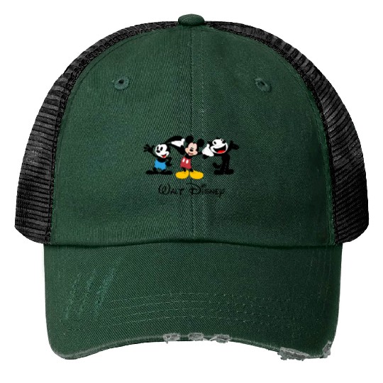 Julius the Cat Oswald the Lucky Rabbit Mickey Mouse Print Trucker Hats, Disney Trip Print Trucker Hats