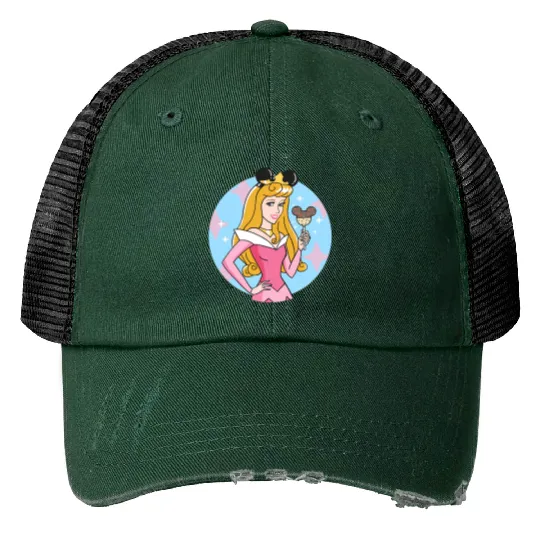 Sleeping Beauty Print Trucker Hats, Disney Aurora Print Trucker Hats, Sleeping Beauty Print Trucker Hats