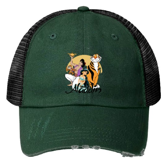 Retro Aladdin Squad Disney Print Trucker Hats, Aladdin Character Print Trucker Hats