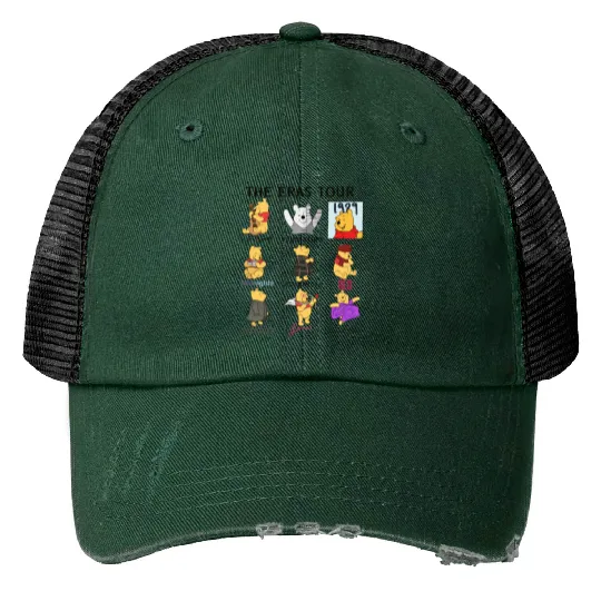 Winnie The Pooh Eras Tour Print Trucker Hats, Disney Pooh Print Trucker Hats, Pooh Bear Print Trucker Hats, Winnie The Pooh Print Trucker Hats