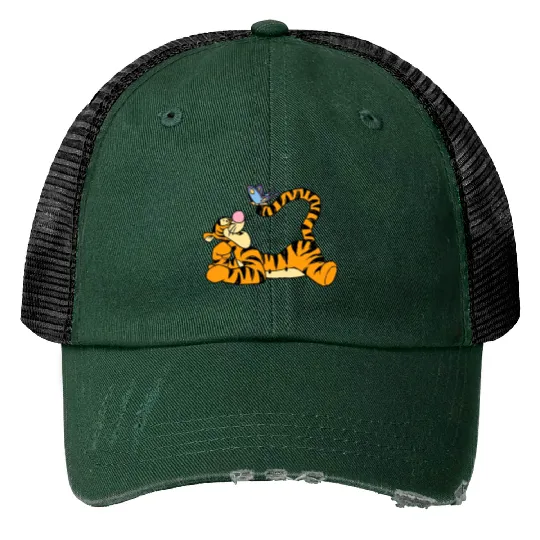 Disney Tigger with Butterfly Print Trucker Hats, Winnie The Pooh Print Trucker Hats, Disney Tigger Print Trucker Hats, WDW Disneyland Matching Family Print Trucker Hats