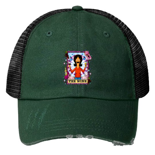 The Wine Linda Belcher Print Trucker Hats Bobs burgers merch