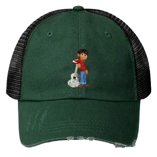 Disney Pixar Coco | Miguel | Playing Guitar Print Trucker Hats