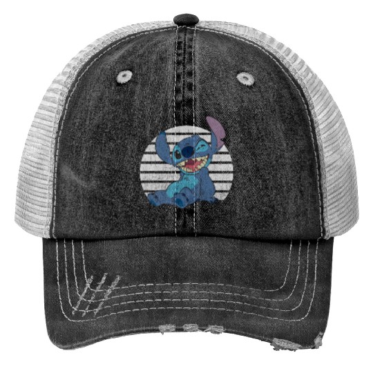 Stitch And Toothless Print Trucker Hats Disney Classic Winking Stitch