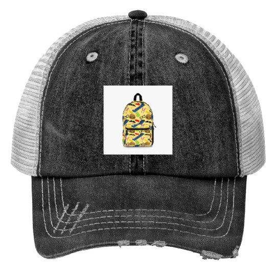 Bobs Burgers Inspired Pattern (Yellow) Backpack Print Trucker Hats