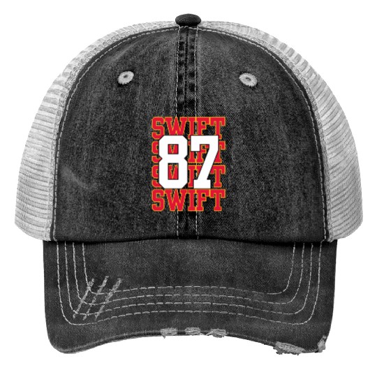 taylorr Swift and Travis Kelce (1) Print Trucker Hats