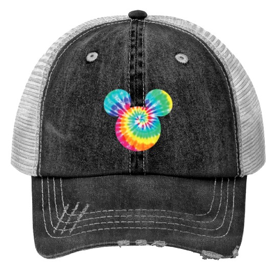 Disney Mickey Mouse Icon Rainbow Tie Dye Short S Print Trucker Hats