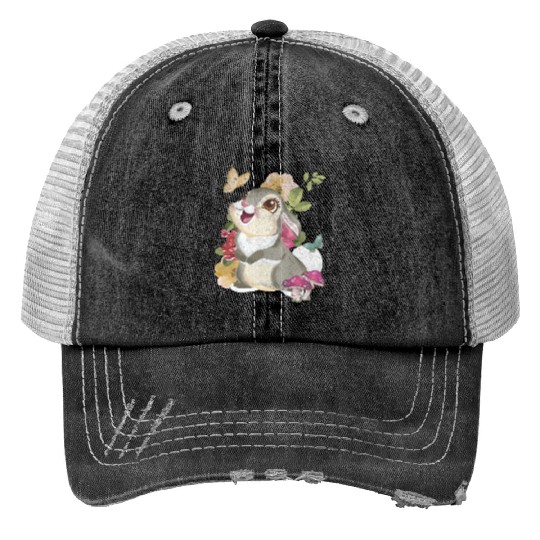 Disney Bambi Thumper Vintage Floral Portrait Print Trucker Hats