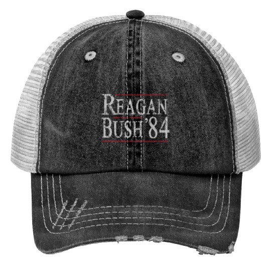 Reagan Bush 84 Print Trucker Hats