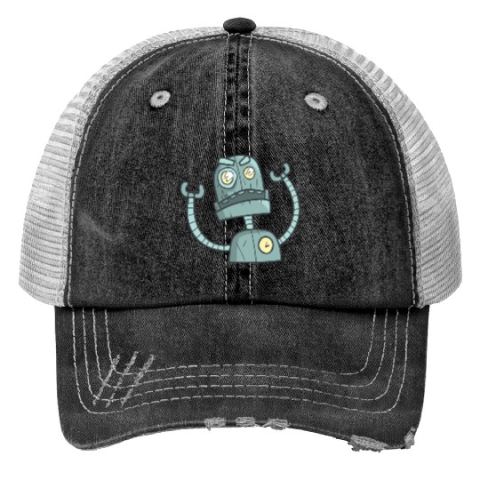 Angry robot Print Trucker Hats