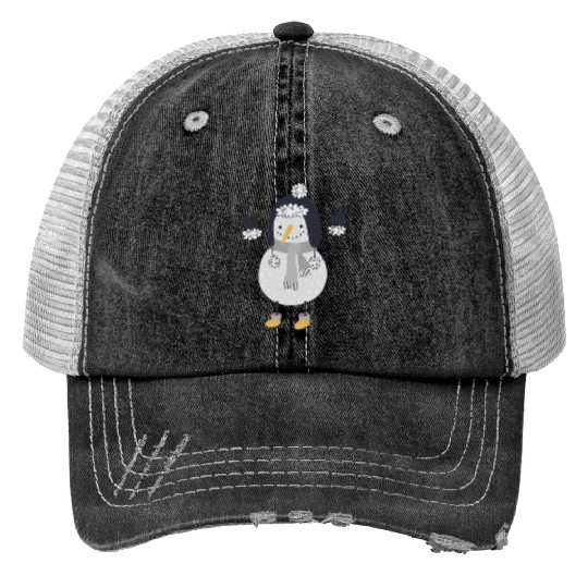 snowman Print Trucker Hats