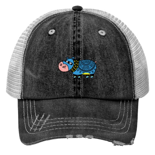 hippo Print Trucker Hats