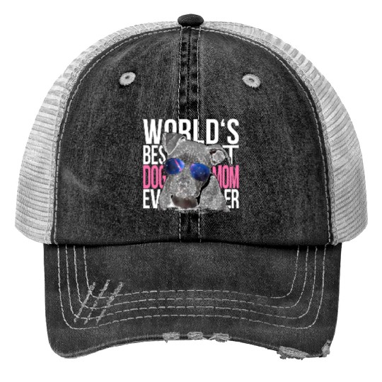 Pittbull Lover World's Best Dog Mom Ever Fashion Print Trucker Hats
