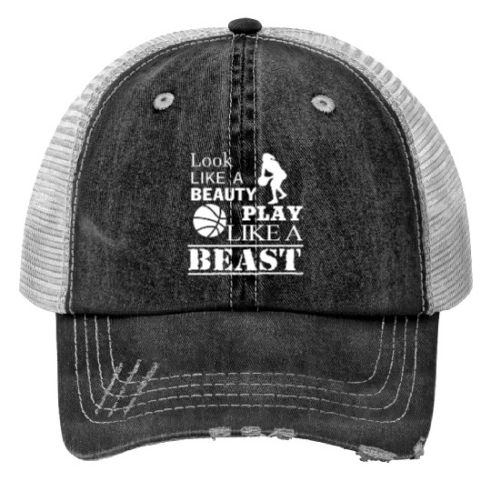 Look Like A Beauty Play Like A Beast Print Trucker Hats