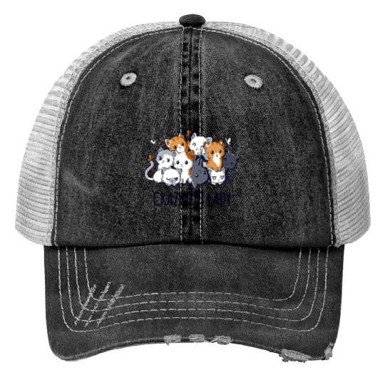 Crazy Cat Lady Print Trucker Hats