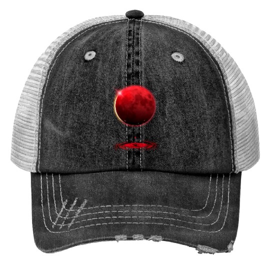 Vampire werewolf blood red moon eclipse Print Trucker Hats