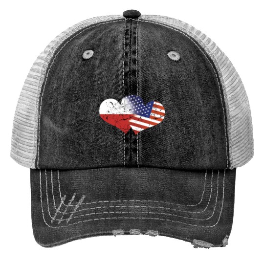 Poland Flag USA Flag Polish Independence Day Polish Flag American Flag Print Trucker Hats