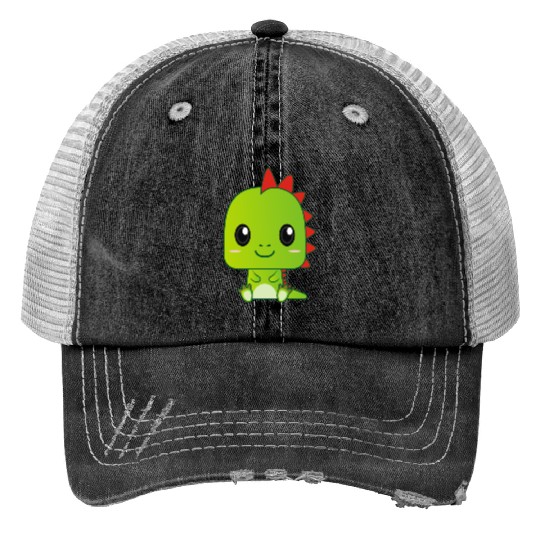 Cute Baby Green Dragon Print Trucker Hats