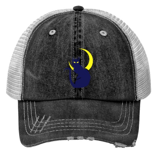 night cat Print Trucker Hats