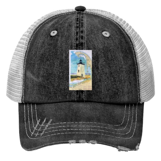 Long Point Light House Ptown Cape Cod Print Trucker Hats