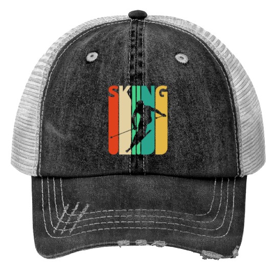 Awesome 70's Vintage Retro Skiing Gifts for Skiers Print Trucker Hats