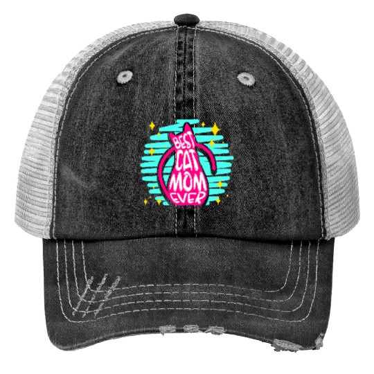 Cat Mom Print Trucker Hats