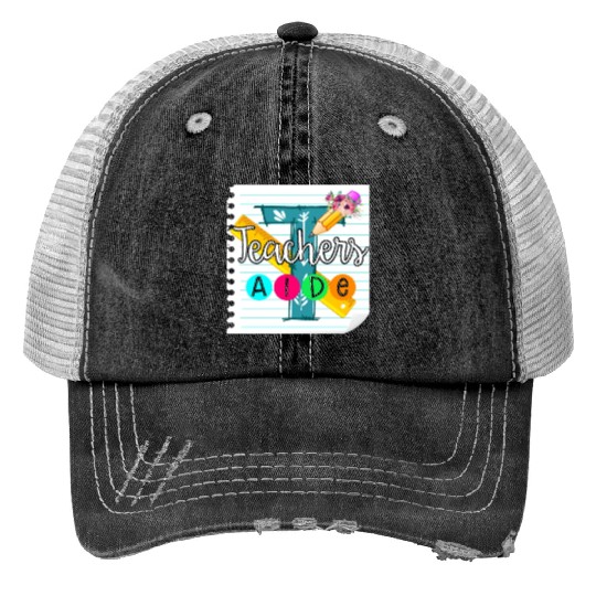 Teacher's Aide Print Trucker Hats Teacher Assistant Gift