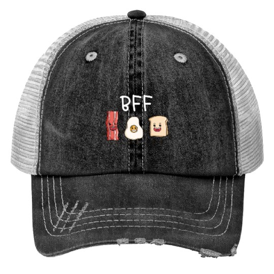 Fried egg bacon and toast best friends forever Print Trucker Hats