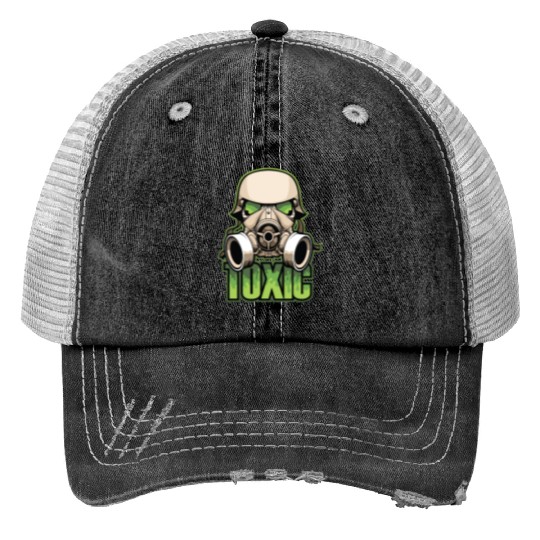 Toxic, Gas Mask, Anti Virus, Bio Hazard, Survival Print Trucker Hats