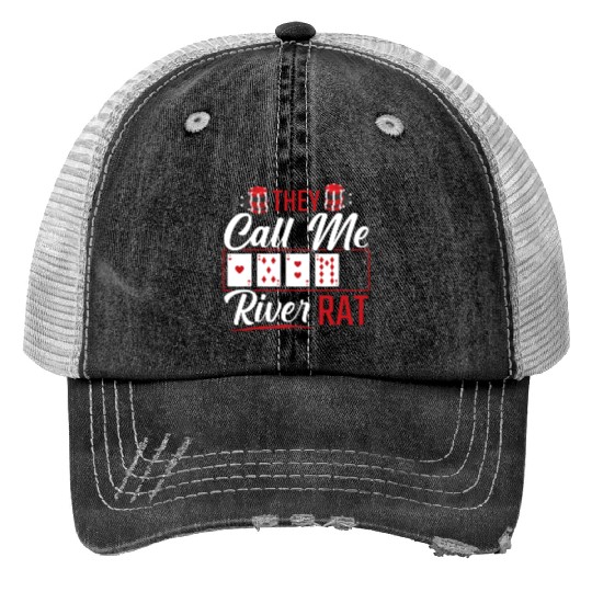 River Rat Funny Poker Player Texas Holdem Lucker Print Trucker Hats