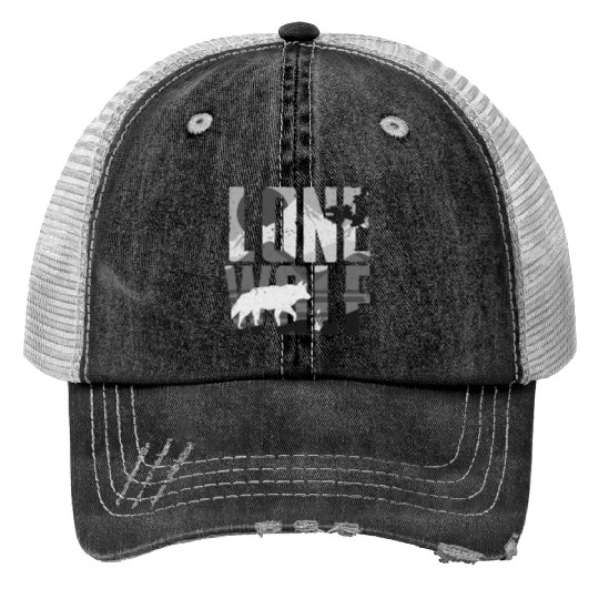 Lone Wolf Gift Print Trucker Hats