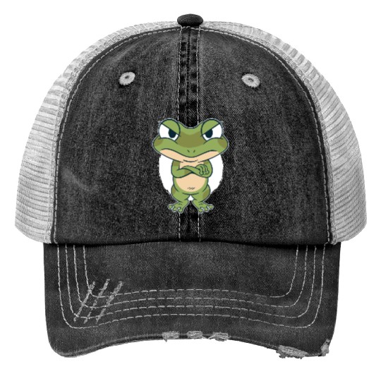Frog Print Trucker Hats |Cute Green Frog Print Trucker Hats | Funny Frog