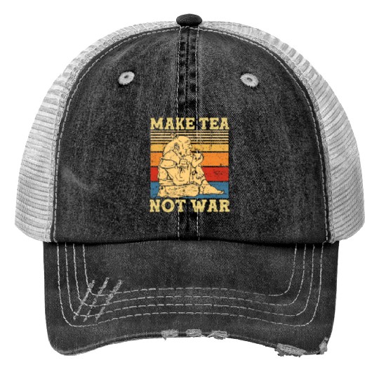 Make Tea War Print Trucker Hats