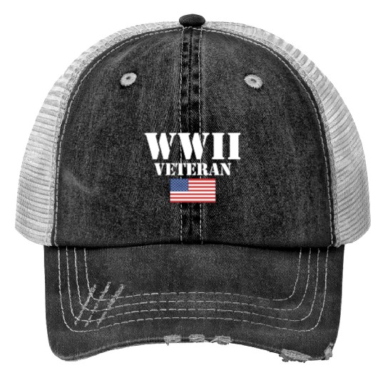 American Patriot Wwii Veteran Military World War 2 Print Trucker Hats