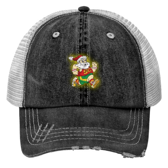 Santa Claus Marathon Print Trucker Hats