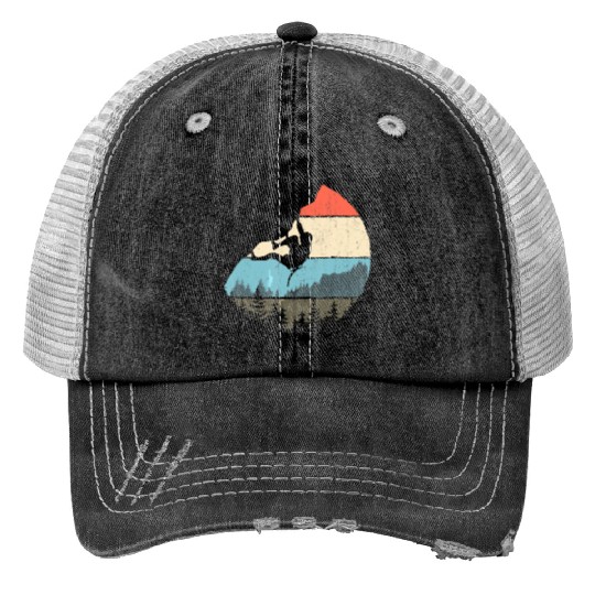 Vintage Style Rock Climbing Retro Bouldering Print Trucker Hats